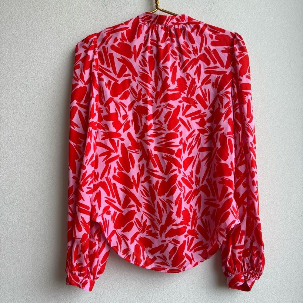 NWT Veronica Beard Ashlynn Silk Floral Abstract Balloon Sleeve Blouse Size 0 XS - Picture 5 of 6